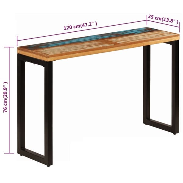 vidaXL Konsolbord 120x35x76 cm massivt återvunnet trä och stål
