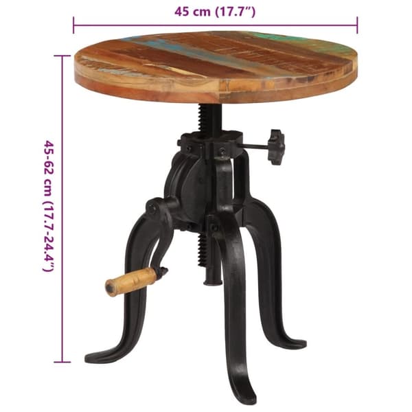 vidaXL Sidebord 45x(45-62) cm gjenvunnet heltre og støpejern