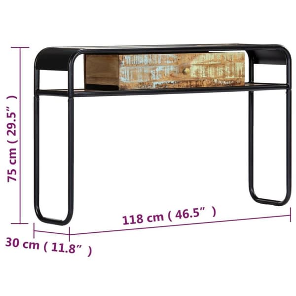 vidaXL konsolbord 118x30x75 cm massivt genbrugstræ