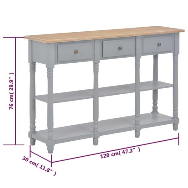 vidaXL konsolbord 120 x 30 x 76 cm MDF grå