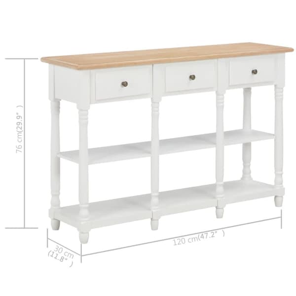 vidaXL konsolbord 120 x 30 x 76 cm MDF hvid