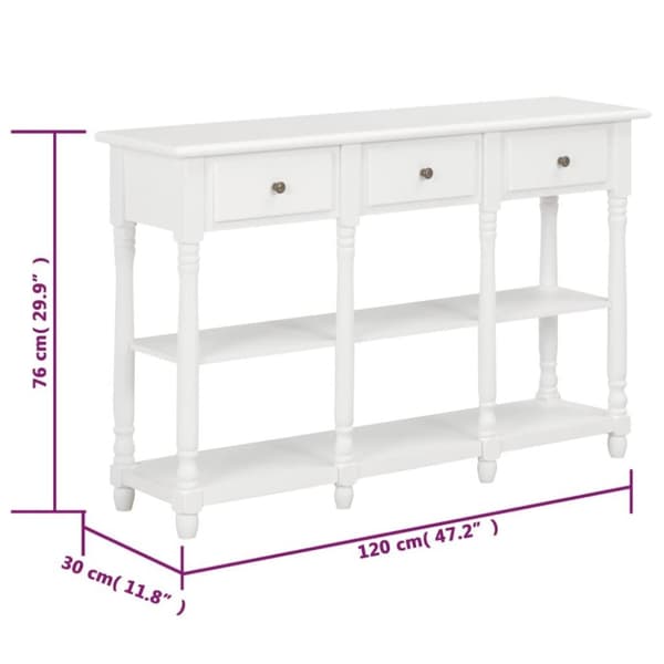 vidaXL Konsolbord vit 120x30x76 cm MDF