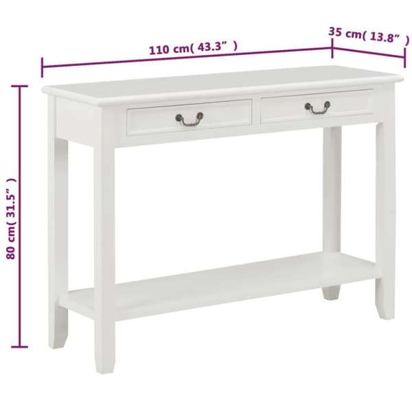 vidaXL Avlastningsbord vit 110x35x80 cm trä