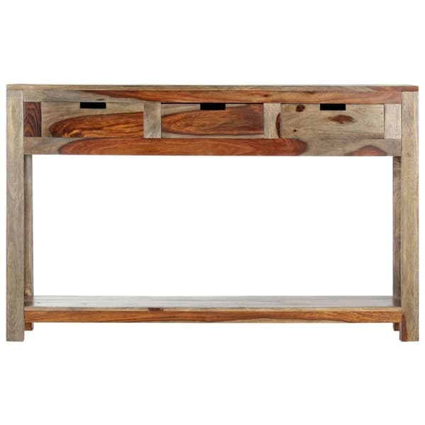 vidaXL Avlastningsbord med 3 lådor 120x30x75 cm massivt sheshamträ