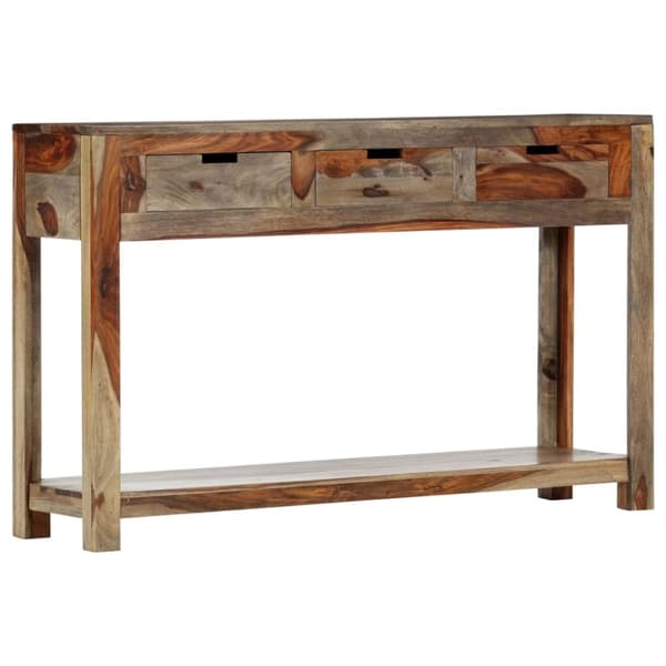 vidaXL Avlastningsbord med 3 lådor 120x30x75 cm massivt sheshamträ