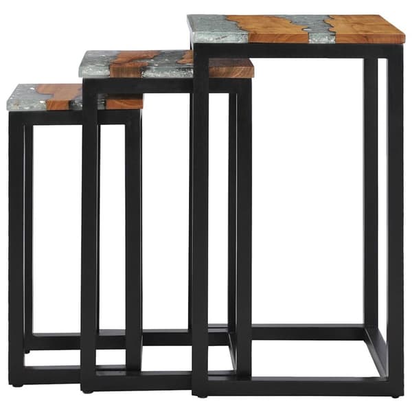 vidaXL Satsbord 3 st massiv teak och polyresin