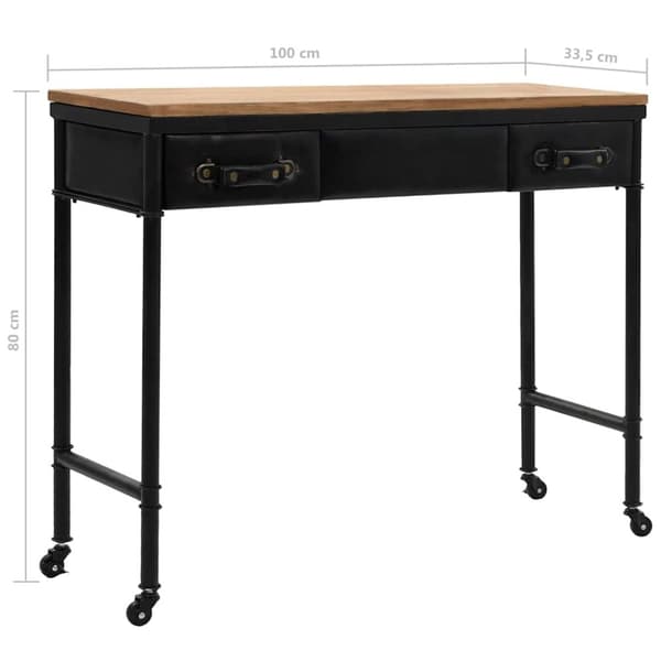 vidaXL Konsolbord MDF och granträ 100x33,5x80 cm