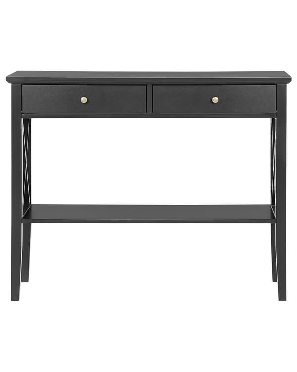 Mat Sort Konsol med 2 Skuffer Hylde 80 x 100 cm Skandinavisk Stil