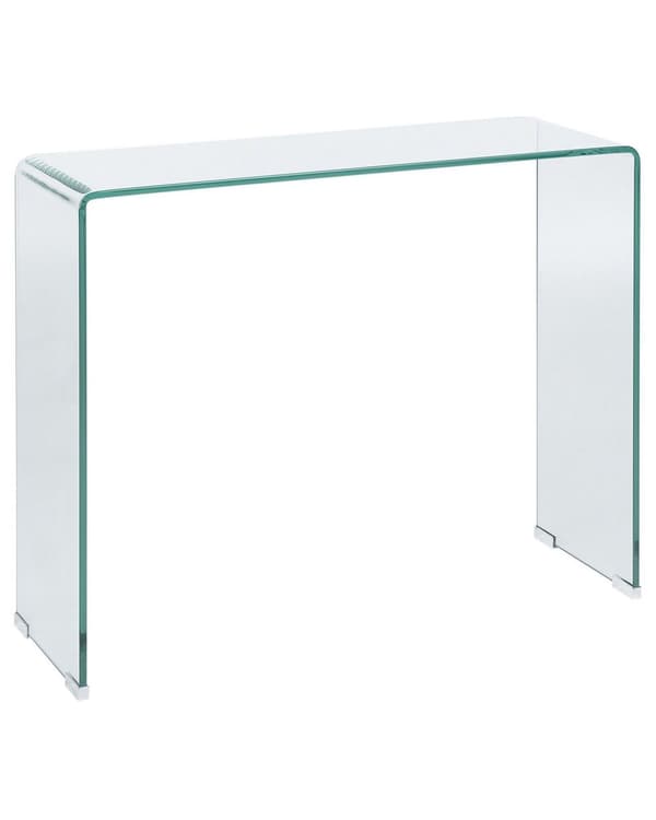 Konsolipöytä kirkas karkaistu lasi 90 x 30 x 75 cm suorakulmainen pyöreät kulmat moderni tyyli