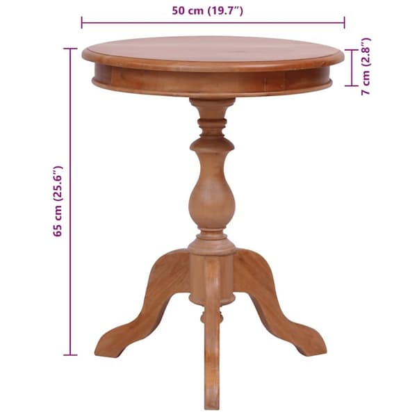vidaXL Sidebord naturell 50x50x65 cm heltre mahogni