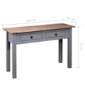 Miniatyrbilde 10 av 11: vidaXL Konsollbord grå 110x40x72 cm heltre furu Panama Range