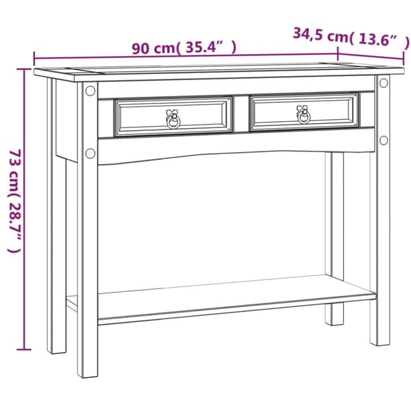 vidaXL Konsollbord meksikansk Corona-stil furu hvit 90x34,5x73 cm