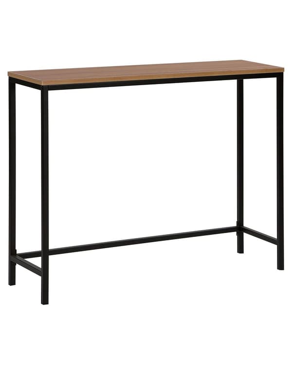 Konsol bordplade mørkt træ sorte ben 100 x 30 cm industriel stil stuegang