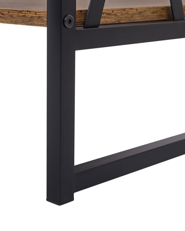 Konsolipöytä tumma puu lastulevy musta metallijalat 106 x 45 x 76 cm laatikoilla hyllyllä moderni