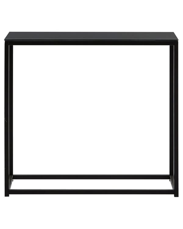 Konsolbord Sort Hærdet Glas og Metalben 80 x 30 x 76 cm Smalt Højt Barbord Moderne Glam stil Stue Soveværelse Indretning