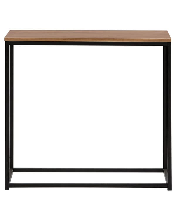 Konsolbord Mørkt Træ og Sort Metalben 80 x 30 x 76 cm Smalt Højt Barbord Moderne Glam stil Stue Soveværelse Indretning