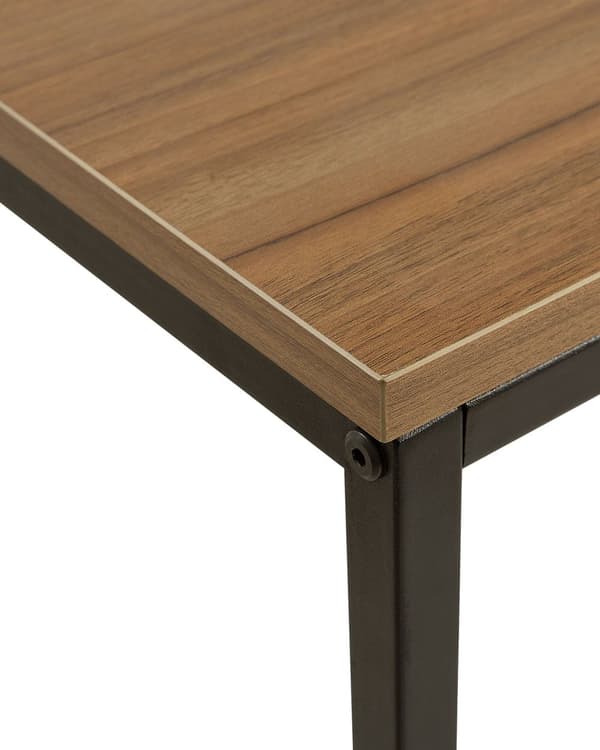 Konsolbord Mørkt Træ og Sort Metalben 80 x 30 x 76 cm Smalt Højt Barbord Moderne Glam stil Stue Soveværelse Indretning