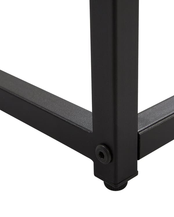 Konsolbord Mørkt Træ og Sort Metalben 80 x 30 x 76 cm Smalt Højt Barbord Moderne Glam stil Stue Soveværelse Indretning