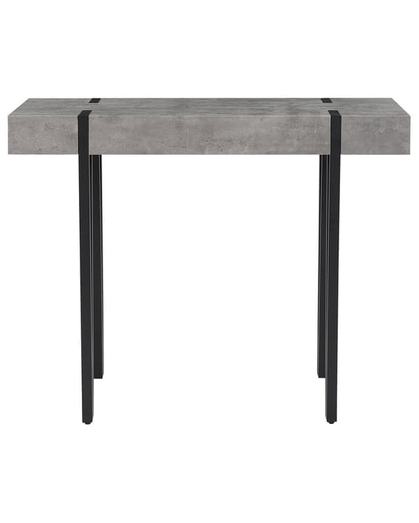 Konsolbord Lysegrå MDF Træ/Sort Pulverlakeret metalben 100 x 40 x 81 cm Rektangulært Moderne look betoneffekt Inspireret Værelses Indretning