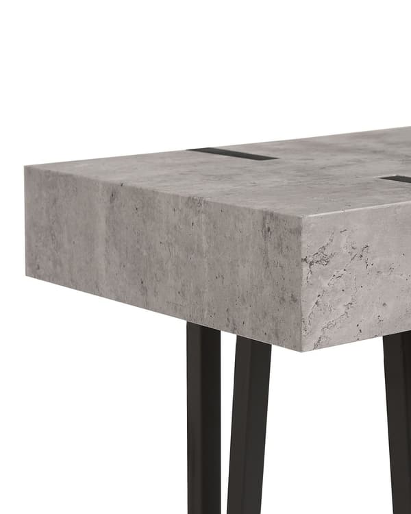 Konsolbord Lysegrå MDF Træ/Sort Pulverlakeret metalben 100 x 40 x 81 cm Rektangulært Moderne look betoneffekt Inspireret Værelses Indretning