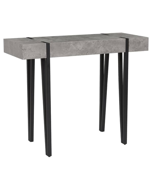 Konsolbord Lysegrå MDF Træ/Sort Pulverlakeret metalben 100 x 40 x 81 cm Rektangulært Moderne look betoneffekt Inspireret Værelses Indretning