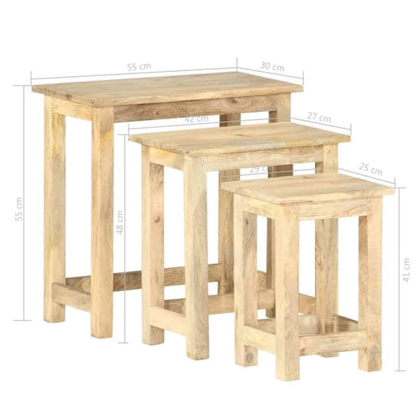 vidaXL Stablebord 3 stk heltre mango