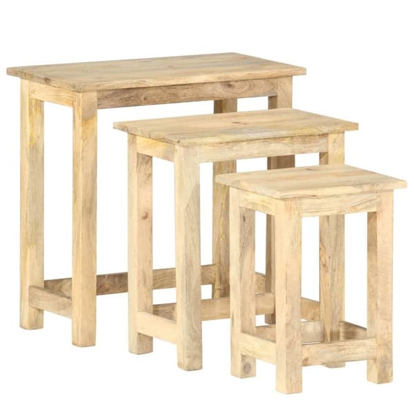 vidaXL Stablebord 3 stk heltre mango