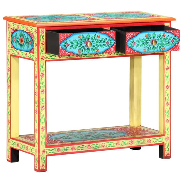 vidaXL håndmalet konsolbord 80x35x75 cm massivt mangotræ