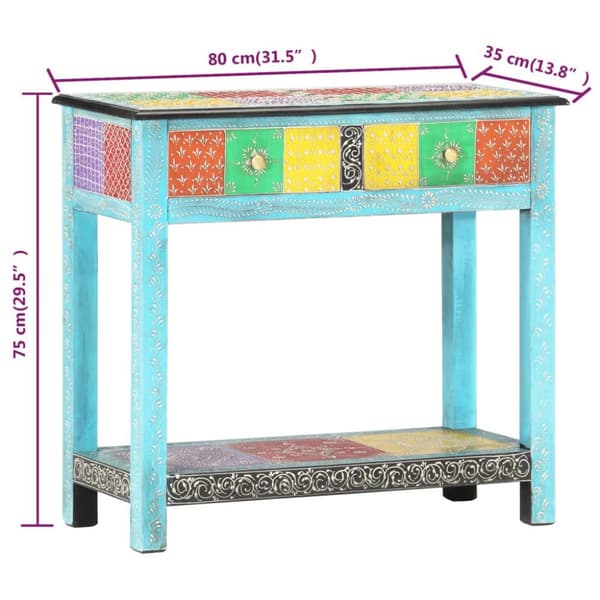 vidaXL Håndmalt konsollbord 80x35x75 cm heltre mango