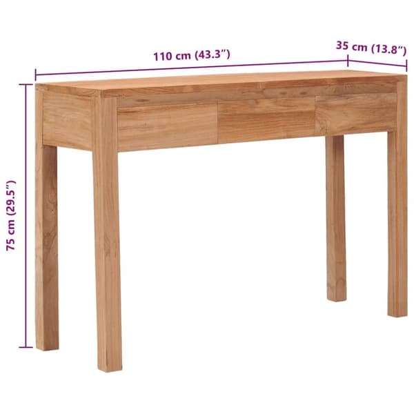 vidaXL konsolbord 110x35x75 cm massivt teaktræ