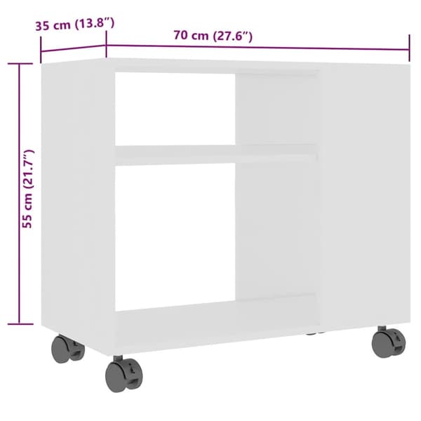 vidaXL sidebord 70x35x55 cm konstrueret træ hvid