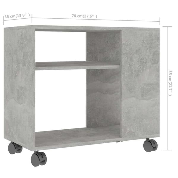 vidaXL Sidebord betonggrå 70x35x55 cm konstruert tre