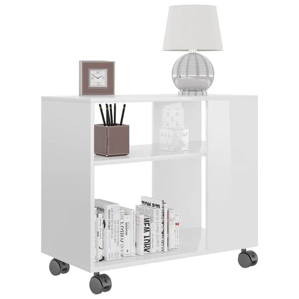 vidaXL Sidebord høyglans hvit 70x35x55 cm konstruert tre