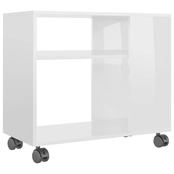vidaXL Sidebord høyglans hvit 70x35x55 cm konstruert tre