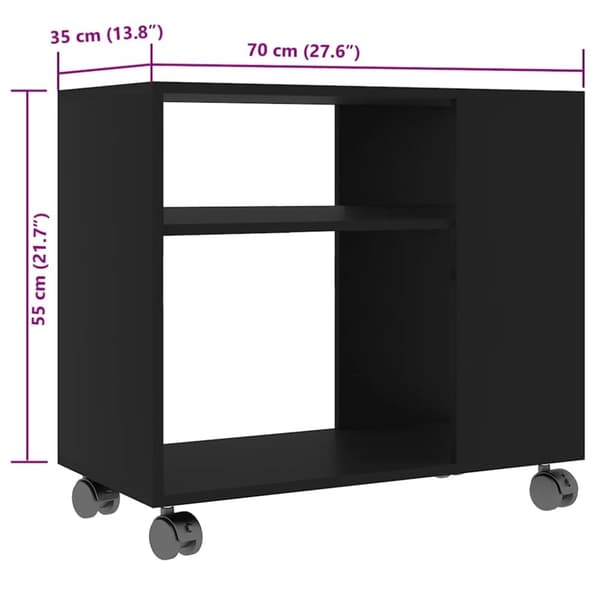 vidaXL Sidobord svart 70x35x55 cm konstruerat trä