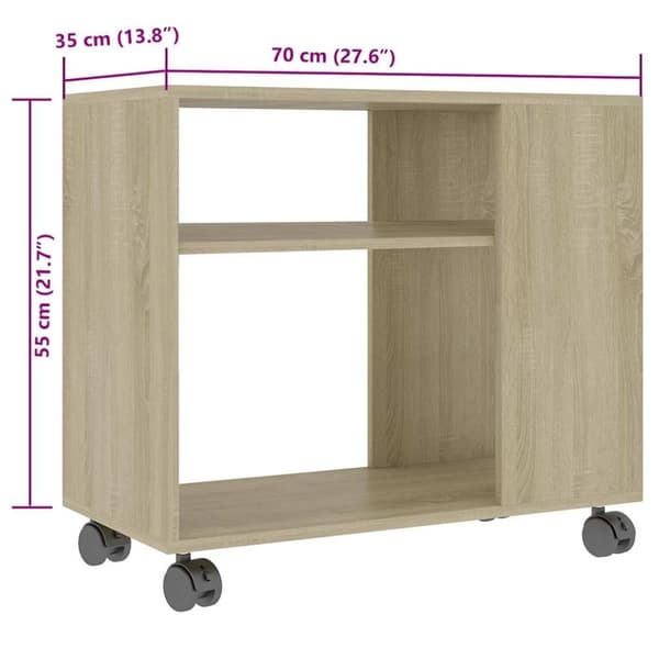 vidaXL sidebord 70x35x55 cm konstrueret træ sonoma-egetræsfarvet