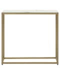 Miniatyrbillede 4 af 7: Konsolbord Hvid Hærdet Glas og Guld Metalben 80 x 30 x 76 cm Smalt Højt Barbord Marmor Effekt Moderne Glam stil Stue Soveværelse Indretning