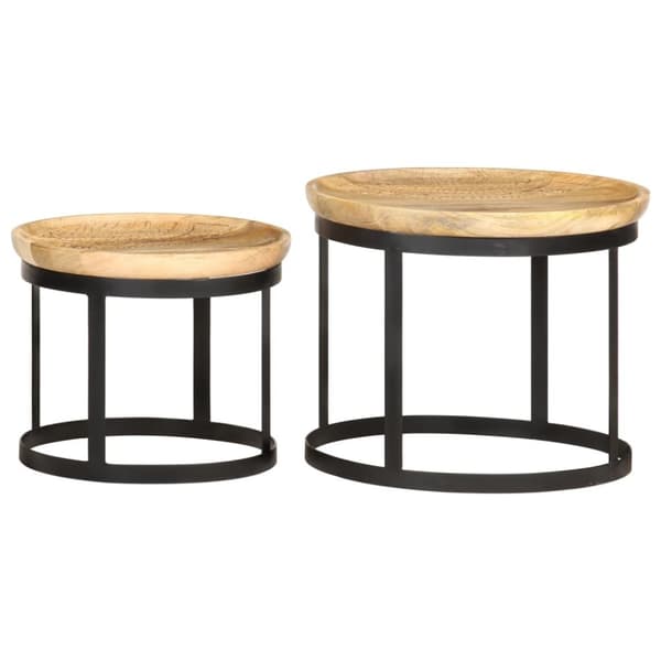 vidaXL Runde sidebord 2 stk heltre mango og stål