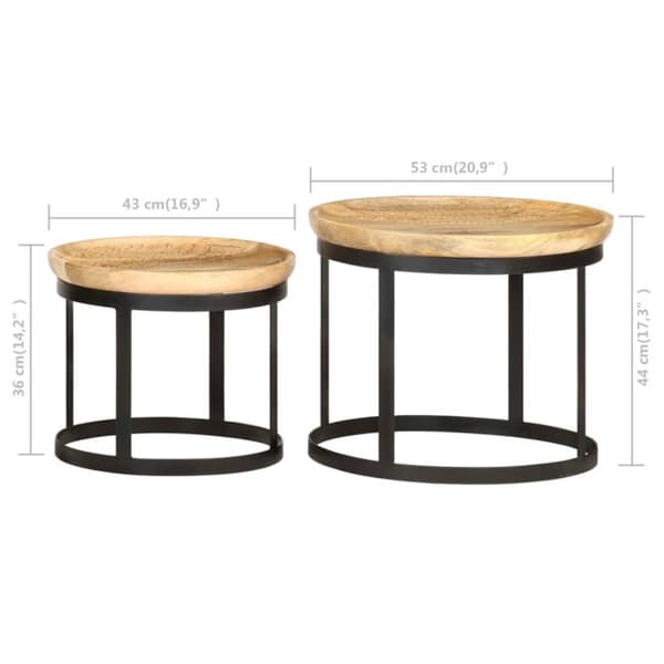 vidaXL Runde sidebord 2 stk heltre mango og stål