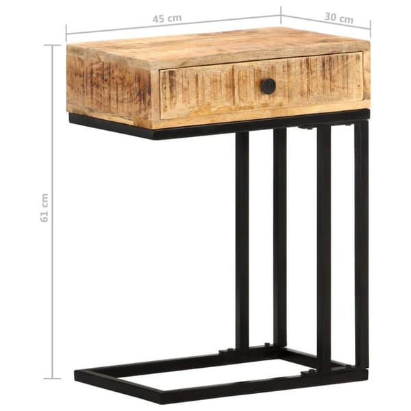 vidaXL U-formet sidebord 45x30x61 cm heltre mango