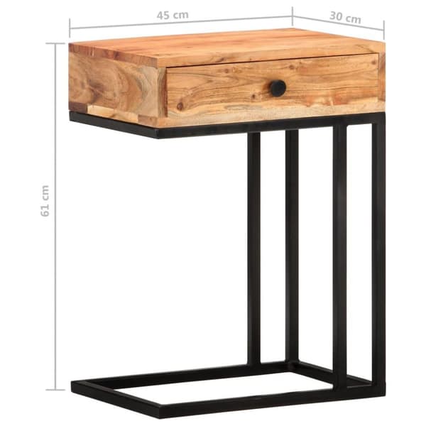 vidaXL U-formet sidebord 45x30x61 cm heltre akasie