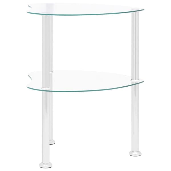 vidaXL Sidobord med 2 hyllplan genomskinligt 38x38x50 cm härdat glas