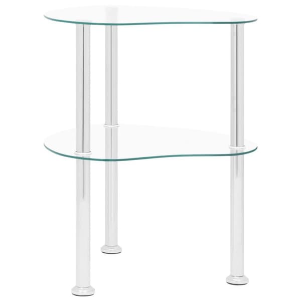vidaXL Sidobord med 2 hyllplan genomskinligt 38x38x50 cm härdat glas