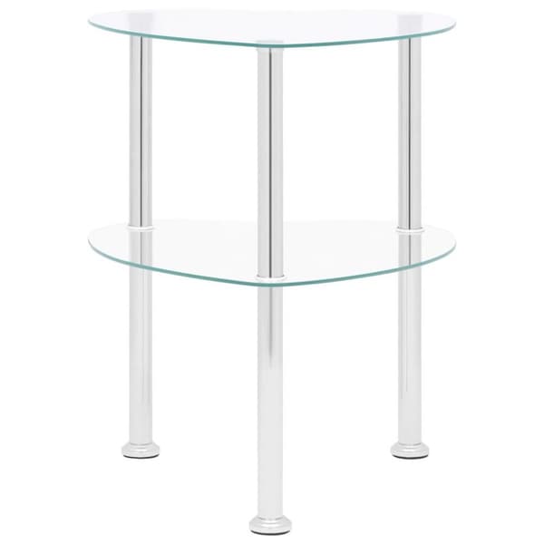 vidaXL Sidobord med 2 hyllplan genomskinligt 38x38x50 cm härdat glas