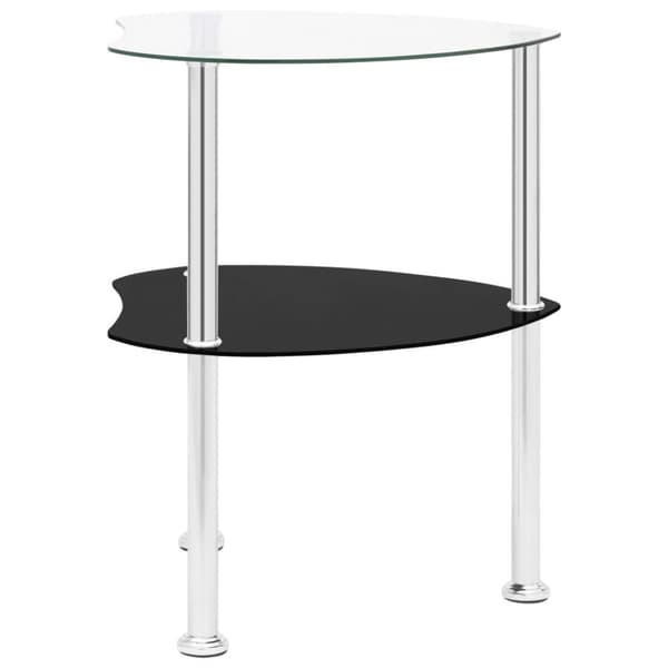 vidaXL Sidobord med 2 hyllor transparent/svart 38x38x50 cm härdat glas