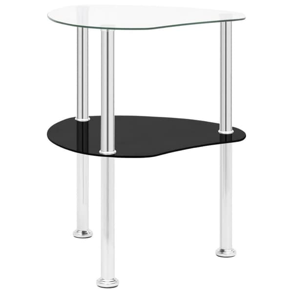 vidaXL Sidobord med 2 hyllor transparent/svart 38x38x50 cm härdat glas