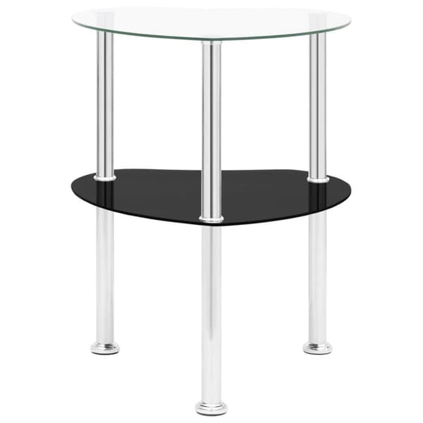 vidaXL Sidobord med 2 hyllor transparent/svart 38x38x50 cm härdat glas