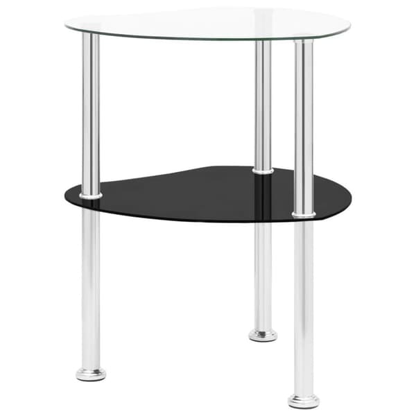 vidaXL Sidobord med 2 hyllor transparent/svart 38x38x50 cm härdat glas
