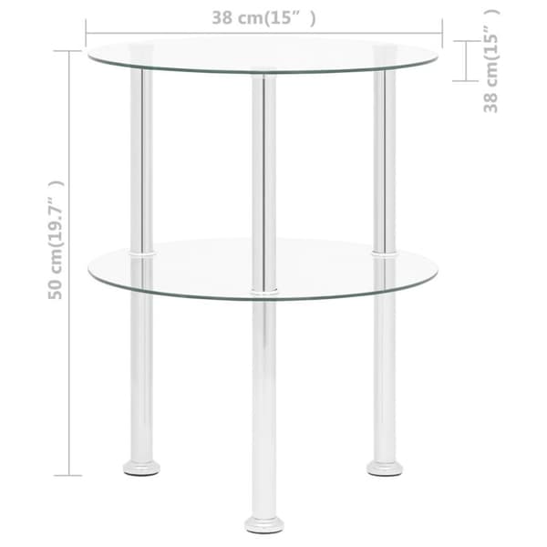 vidaXL sidebord med hylde 38 cm hærdet glas transparent