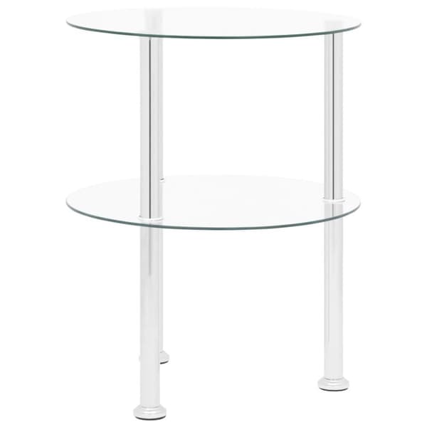vidaXL Sidobord med 2 hyllplan genomskinligt 38 cm härdat glas